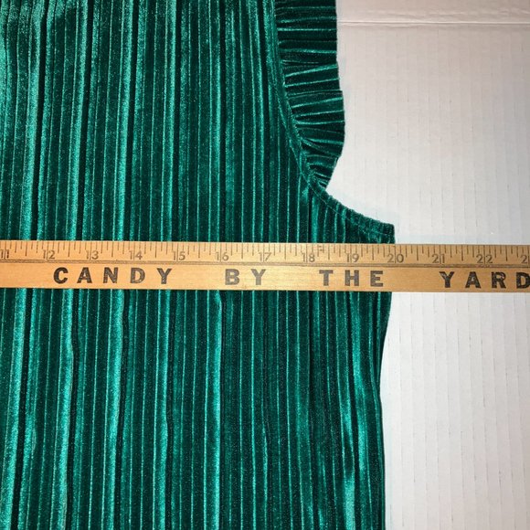 Worthington Womens Green Pleated Velvet Sleeveless Blouse Size XL - Picture 8 of 9